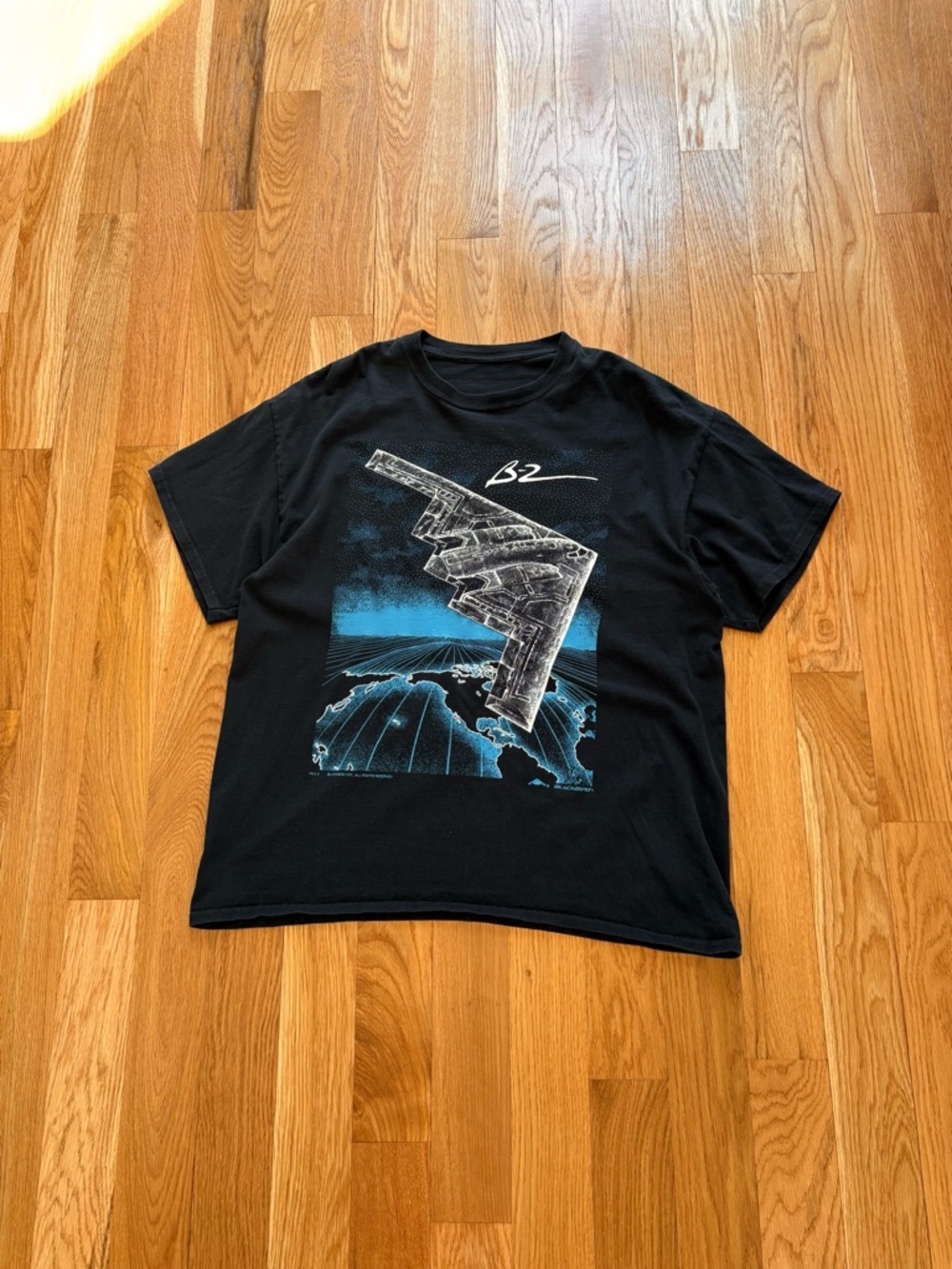 Blackbird Vintage 90s B2 Bomber Double-sided Military Graphic Print Tee Large